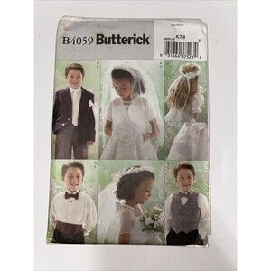 Butterick 4059 Kids 6-8 Flower Girl ring Bearer Christening Sew Pattern Uncut
